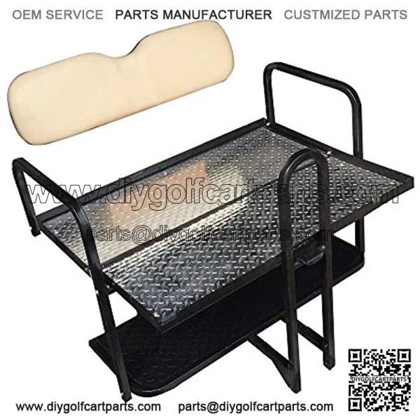 Performance Plus Carts Club Car Precedent Golf Cart Folding Rear Back Seat Kit - Buff Seats - Image 3