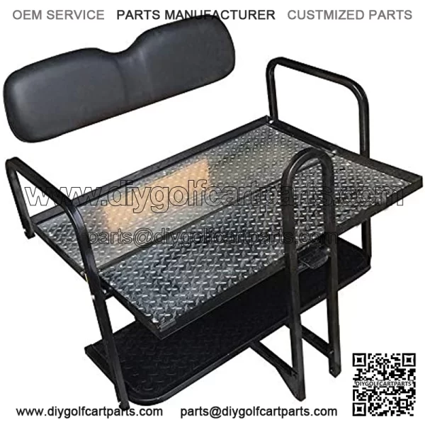 Performance Plus Carts Club Car Precedent Golf Cart Rear Back Seat Kit - Factory Black - Image 3