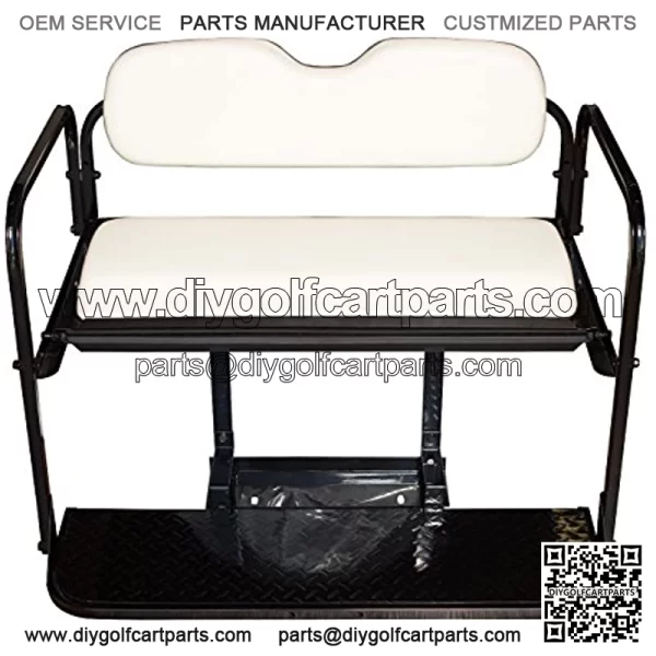 Performance Plus Carts Club Car Precedent Golf Cart Folding Rear Back Seat Kit - Off White Cushions - Image 2