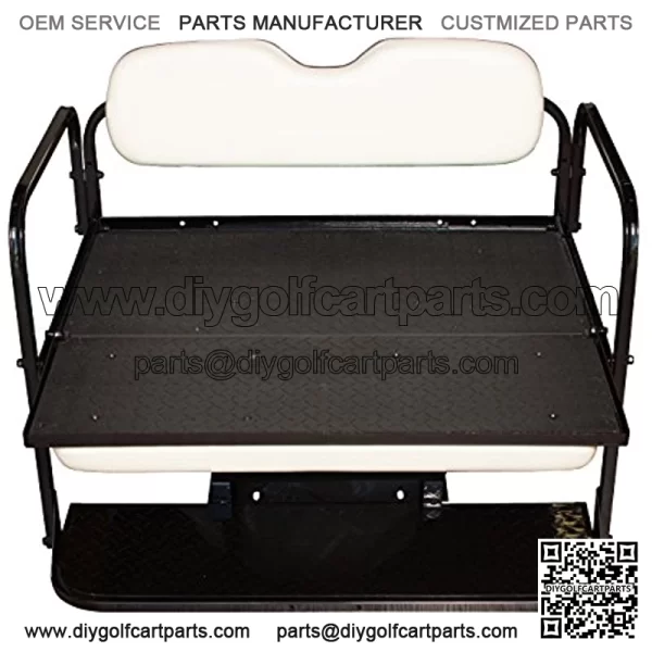 Performance Plus Carts Club Car Precedent Golf Cart Folding Rear Back Seat Kit - Off White Cushions - Image 3