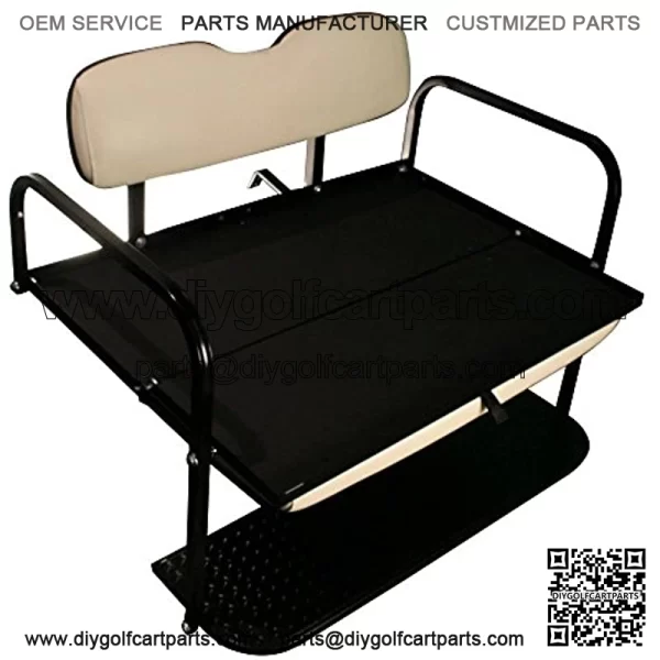 Performance Plus Carts TXT Golf Cart Rear Folding Back Seat Kit, 1995 and Up - All Factory Colors (Oyster White Cushions) - Image 3