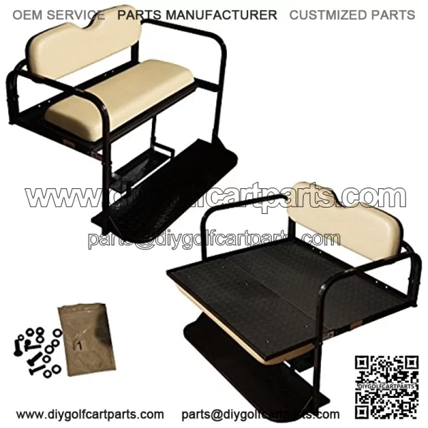 Performance Plus Carts Club Car Precedent Golf Cart Folding Rear Back Seat Kit - Buff Cushions
