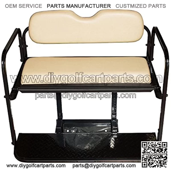 Performance Plus Carts Club Car Precedent Golf Cart Folding Rear Back Seat Kit - Buff Cushions - Image 2