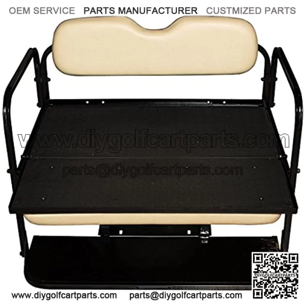Performance Plus Carts Club Car Precedent Golf Cart Folding Rear Back Seat Kit - Buff Cushions - Image 3