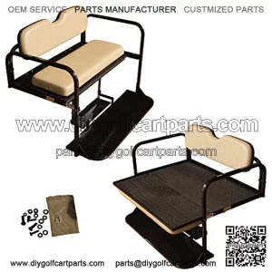 Performance Plus Carts Golf Cart Folding Rear Back Seat Kit - Stone Cushions