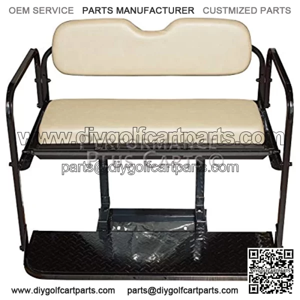 Performance Plus Carts Golf Cart Folding Rear Back Seat Kit - Stone Cushions - Image 2