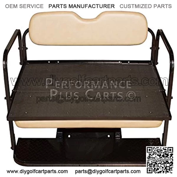Performance Plus Carts Golf Cart Folding Rear Back Seat Kit - Stone Cushions - Image 3