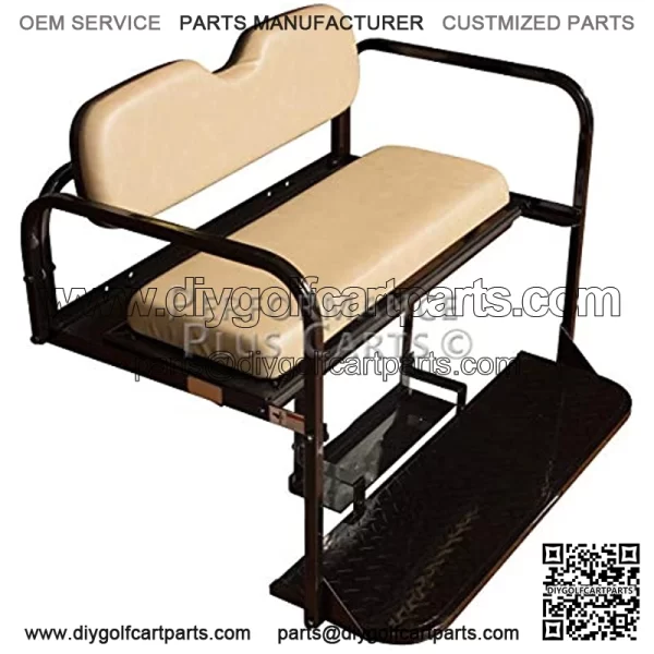 Performance Plus Carts Golf Cart Folding Rear Back Seat Kit - Stone Cushions - Image 4