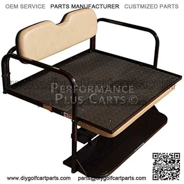 Performance Plus Carts Golf Cart Folding Rear Back Seat Kit - Stone Cushions - Image 5