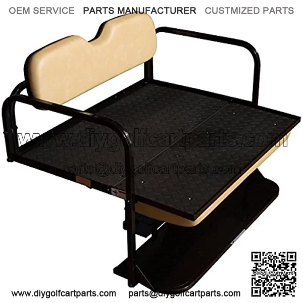 Performance Plus Carts TXT Golf Cart Rear Folding Back Seat Kit, 1995 and Up - Factory Tan Cushions - Image 3