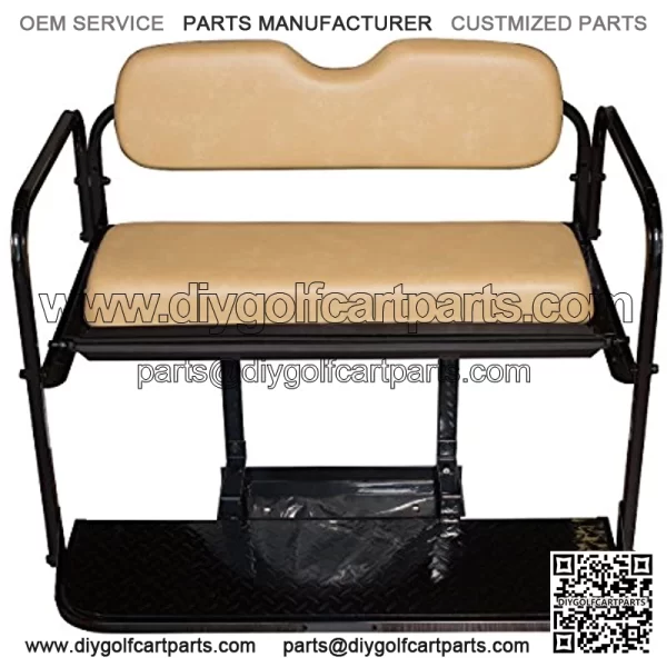 Performance Plus Carts TXT Golf Cart Rear Folding Back Seat Kit, 1995 and Up - Factory Tan Cushions - Image 4