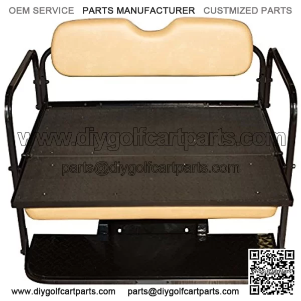 Performance Plus Carts TXT Golf Cart Rear Folding Back Seat Kit, 1995 and Up - Factory Tan Cushions - Image 5