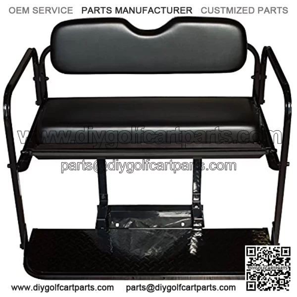 Performance Plus Carts Golf Cart Folding Rear Back Seat Kit - Black Cushions - Image 2