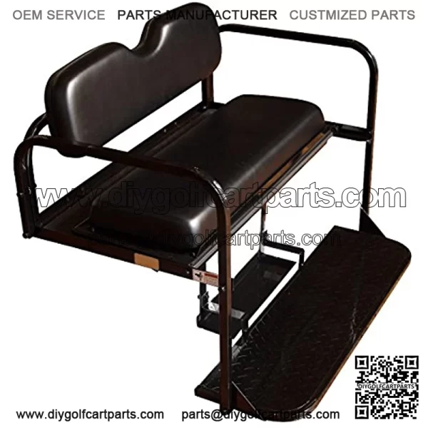 Performance Plus Carts Golf Cart Folding Rear Back Seat Kit - Black Cushions - Image 3