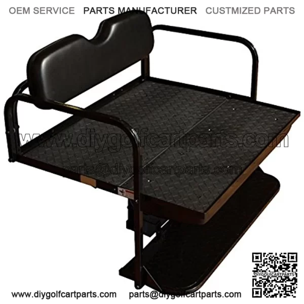 Performance Plus Carts Golf Cart Folding Rear Back Seat Kit - Black Cushions - Image 4