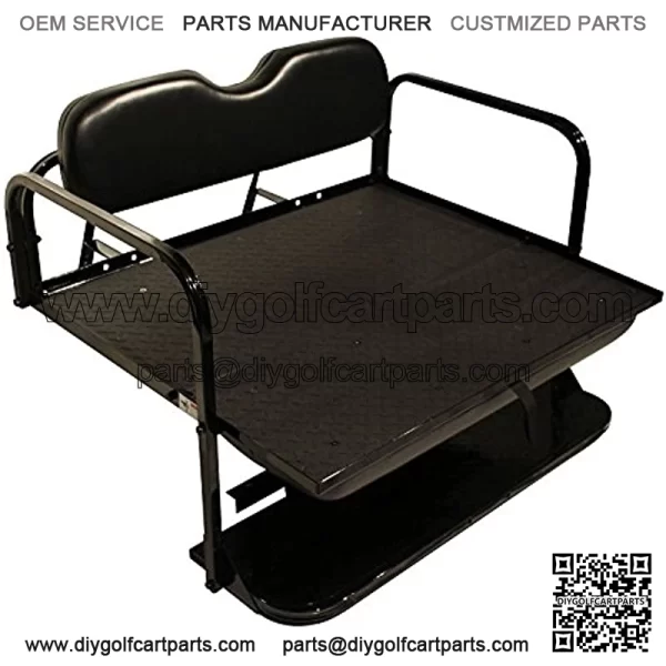 Performance Plus Carts Golf Cart Folding Rear Back Seat Kit - Black Cushions - Image 5