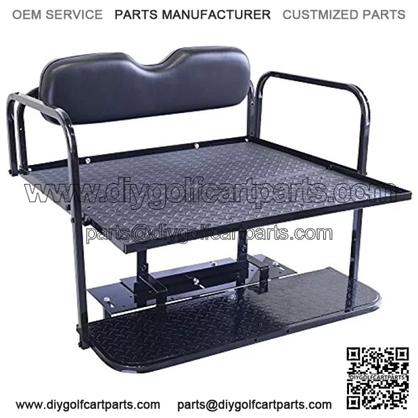 unlimited Precedent (04-Up) Golf Cart Rear Flip Seat Kit with Steel Frame (Black) - Image 2