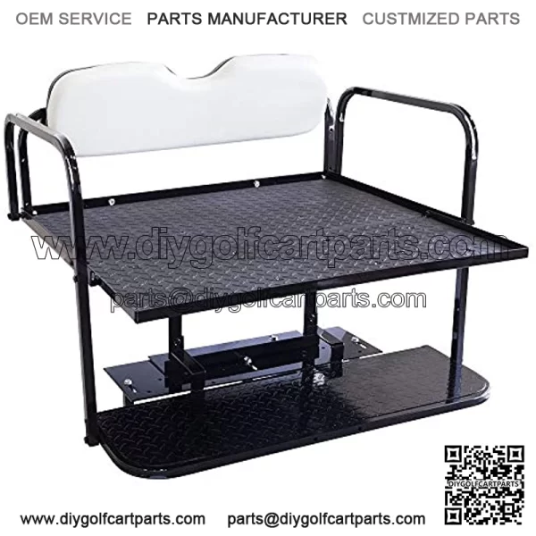 unlimited (00.5-Up Models) Golf Cart Rear Flip Seat Kit with Steel Frame (White) - Image 2