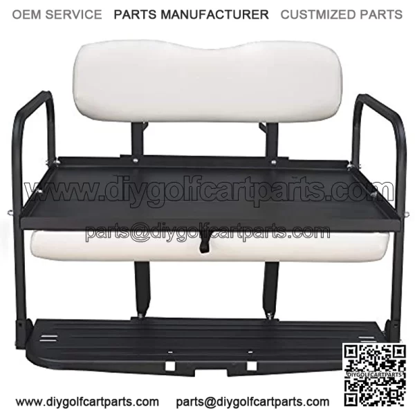 Club Car Golf Cart Flip Folding Rear Back Seat Kit - White - Image 4