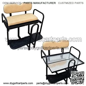 Performance Plus Carts EZGO TXT Golf Cart Rear Flip Back Seat Kit - Factory Tan (Fits 1995-2013)