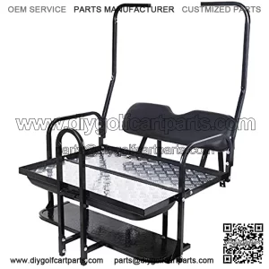 Flip Folding Rear Back Flip Seat Kit Compatible with 1982-2000.5 Club Car DS Golf Cart W/Free Grab Bar & Roof Support