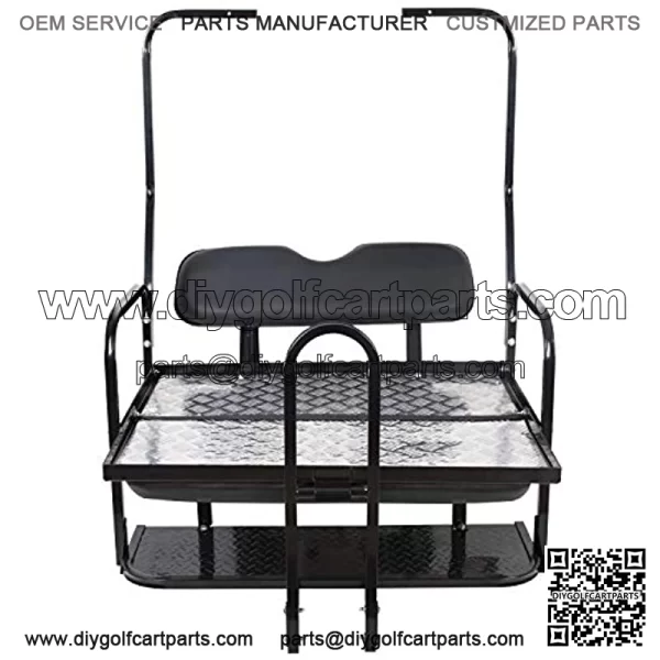 Flip Folding Rear Back Flip Seat Kit Compatible with 1982-2000.5 Club Car DS Golf Cart W/Free Grab Bar & Roof Support - Image 3