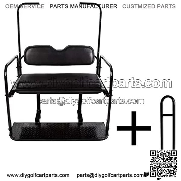 Flip Folding Rear Back Seat Kit for 1995-Up EZGO TXT Golf Cart, Black Cushions, Include Extra Handle Bar, You Will Receive Three Packages & All Hardware - Image 2