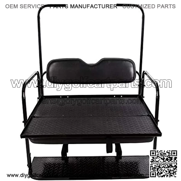 Flip Folding Rear Back Seat Kit for 1995-Up EZGO TXT Golf Cart, Black Cushions, Include Extra Handle Bar, You Will Receive Three Packages & All Hardware - Image 4