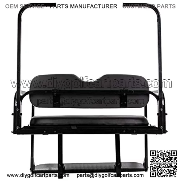 Flip Folding Rear Back Seat Kit for 1995-Up EZGO TXT Golf Cart, Black Cushions, Include Extra Handle Bar, You Will Receive Three Packages & All Hardware - Image 5