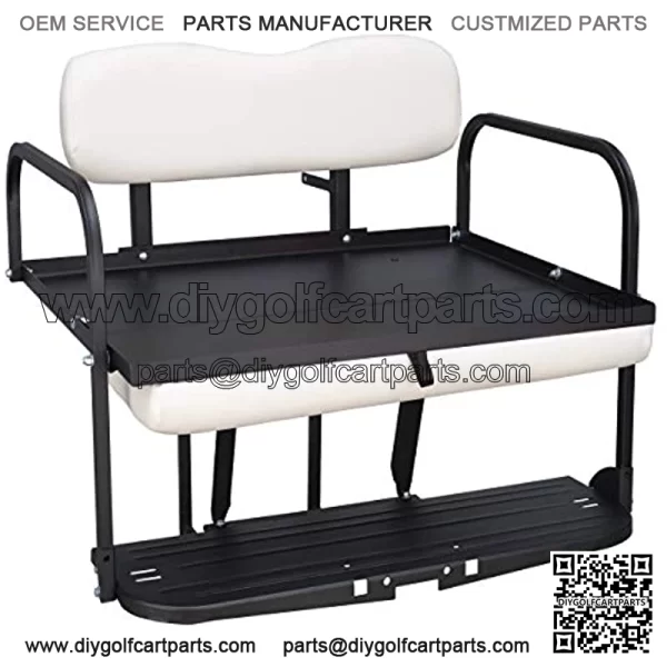 Club Car DS Golf Cart Flip Folding Rear Back Seat Kit - White - Image 2