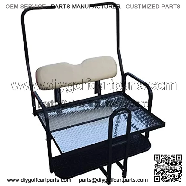 Performance Plus Carts Club Car DS Golf Cart Rear Flip Back Seat Kit for 1982-2000.5 - Factory Buff - Light Tan - Image 3