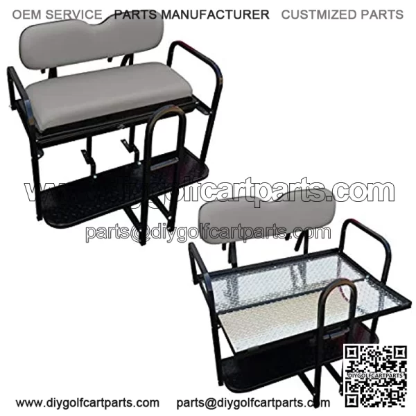 Performance Plus Carts Yamaha G29 Drive Golf Cart Rear Flip Back Seat Kit - Factory Stone Grey (Fits 2006-2016)