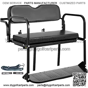 Golf Cart Rear Seat, Club Car Rear Seat Compatible with EZGO TXT & TXT48 1994+, Heavy Duty Golf Cart Back Seat 1102 lbs Capacity, Golf Cart Flip Folding Rear Back Seat Kit Steel Frame - Tan