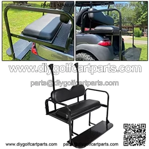 Golf Cart Flip Rear Black Seat Kit Fold Down Back Seat for 2004 and Up Club Car Precedent Gas or Electric Models - You Will Receive (2) Packages