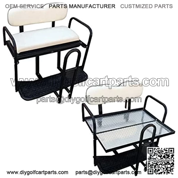Performance Plus Carts EZGO TXT Golf Cart Rear Flip Back Seat Kit - Factory White