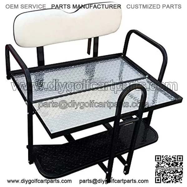 Performance Plus Carts EZGO TXT Golf Cart Rear Flip Back Seat Kit - Factory White - Image 3