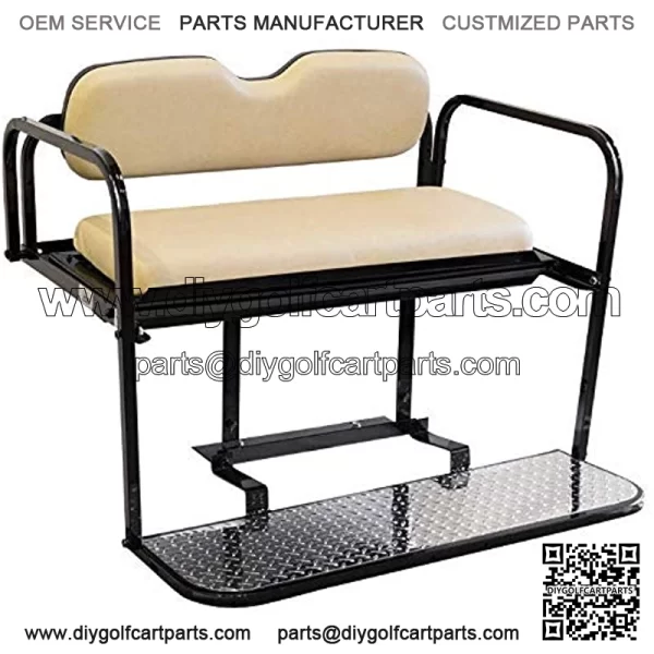 Steel Rear Flip Seat for Club Car Precedent Golf Cart - Buff