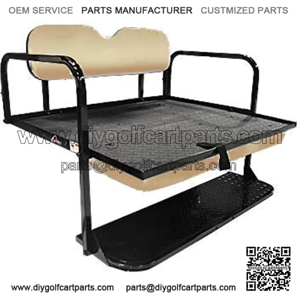 Steel Rear Flip Seat for Club Car Precedent Golf Cart - Buff - Image 2
