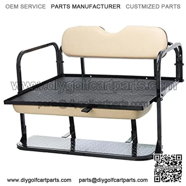 Steel Rear Flip Seat for Club Car Precedent Golf Cart - Buff - Image 3