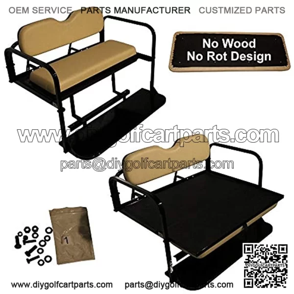 Club Car DS (00.5-Up Models) Golf Cart Rear Flip Seat Kit with Steel Frame