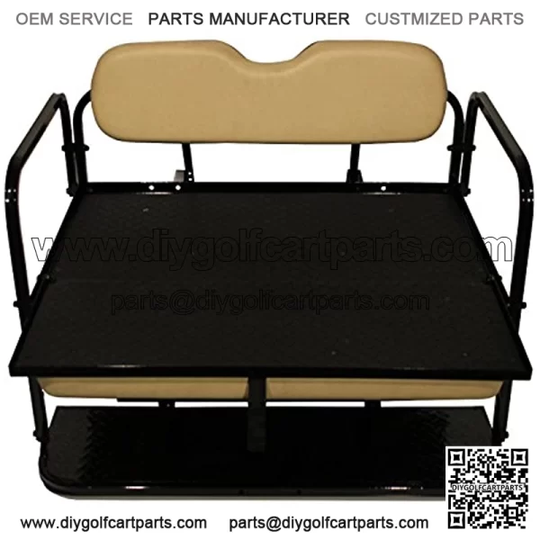 Club Car Precedent Golf Cart Rear Flip Flop Seat Kit - Color: BUFF - Image 3