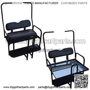 Performance Plus Carts Club Car DS Golf Cart Rear Flip Back Seat Kit for 1982-2000.5 - Black