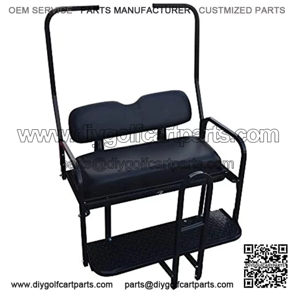 Performance Plus Carts Club Car DS Golf Cart Rear Flip Back Seat Kit for 1982-2000.5 - Black - Image 2