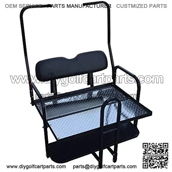 Performance Plus Carts Club Car DS Golf Cart Rear Flip Back Seat Kit for 1982-2000.5 - Black - Image 3