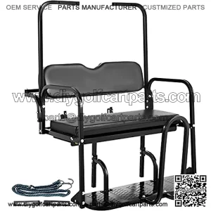 Golf Cart Rear Seat, Club Car Rear Seat for Club Car DS 1982-2000.5, Heavy Duty Golf Cart Back Seat 1102 lbs Weight Capacity, Black Steel Frame Golf Cart Flip Folding Rear Back Seat Kit