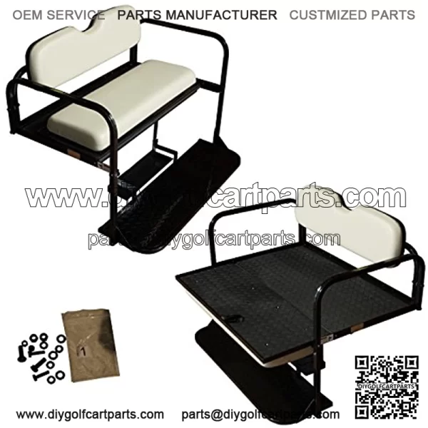 Performance Plus Carts Yamaha Drive2 Golf Cart Flip Folding Rear Back Seat Kit - Stone Grey Cushions