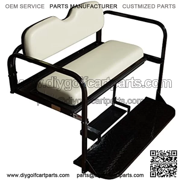 Performance Plus Carts Yamaha Drive2 Golf Cart Flip Folding Rear Back Seat Kit - Stone Grey Cushions - Image 2