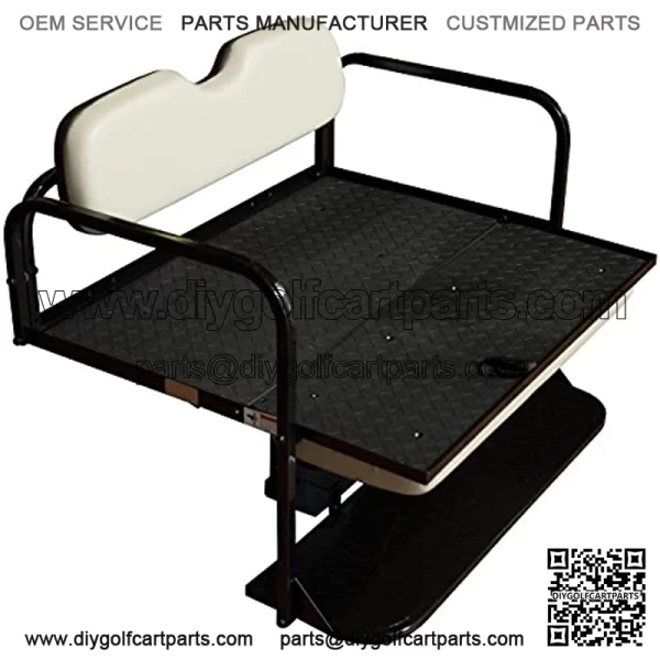 Performance Plus Carts Yamaha Drive2 Golf Cart Flip Folding Rear Back Seat Kit - Stone Grey Cushions - Image 3