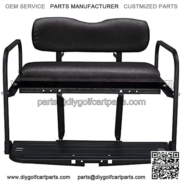 Club Car Precedent Golf Cart Flip Folding Rear Back Seat Kit - Black - Image 2
