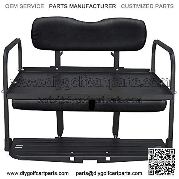 Club Car Precedent Golf Cart Flip Folding Rear Back Seat Kit - Black - Image 3